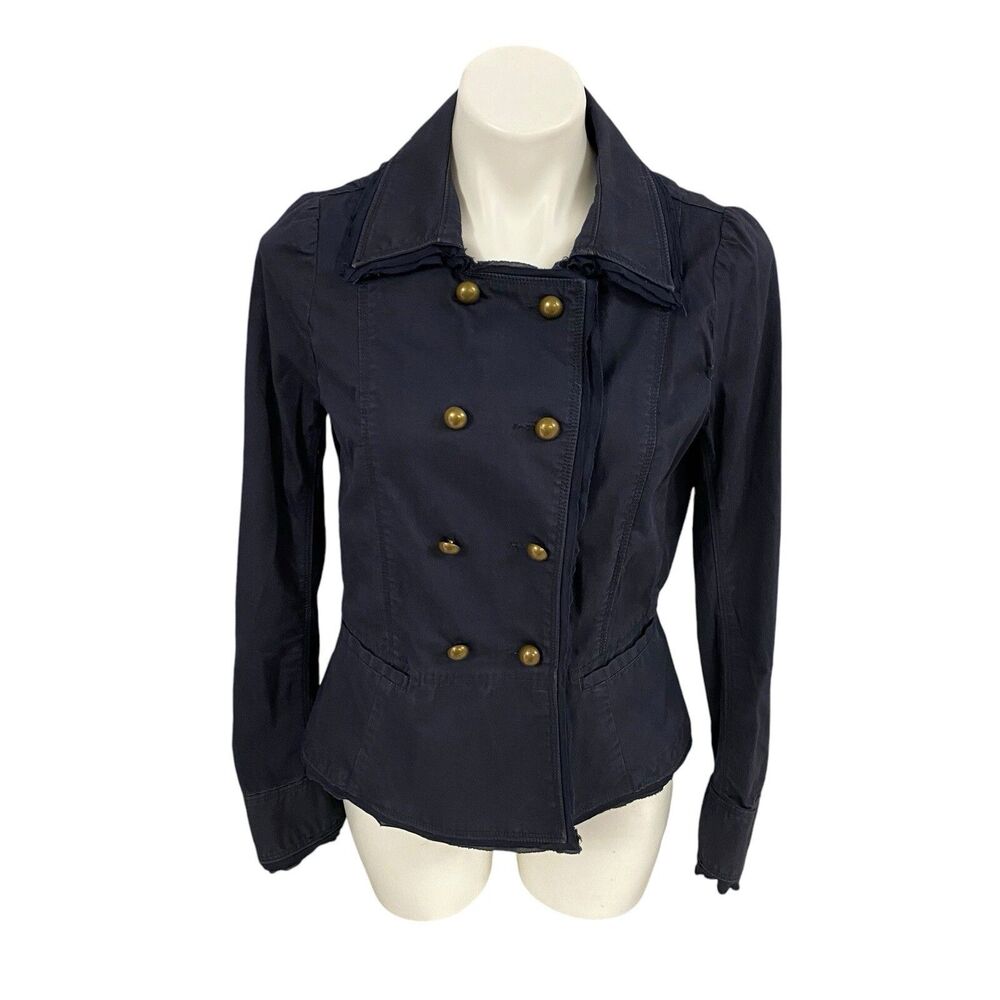 LOFT Blazer Womens 8 Blue Military Double Breasted Work Office Basic Jacket